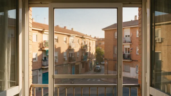 Mosquitera a medida montada en una terraza de Parla